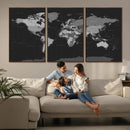 Black World Map Wall Art Canvas Print – Detailed Map of the by MyGreatCanvas | Canvas Wall Art Prints | Photo Prints & Wall Decor