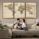 Framed World Map Wall Art for Home and Office Decor