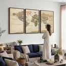 Framed World Map Wall Art for Home and Office Decor