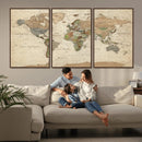 Framed World Map Wall Art for Home and Office Decor