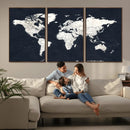 Black World Map Wall Art Canvas Print for Home Office and by MyGreatCanvas | Canvas Wall Art Prints | Photo Prints & Wall Decor