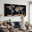 Grunge Wall Art World Map Canvas Print
