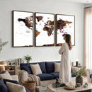 Rustic World Map Wall Art Canvas Print | Large World Map on