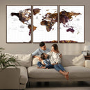 Rustic World Map Wall Art Canvas Print | Large World Map on