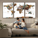 Watercolor World Map Canvas Print – Detailed Map of the
