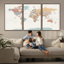 Pastel Colors World Map Wall Art Canvas Print by MyGreatCanvas | Canvas Wall Art Prints | Photo Prints & Wall Decor