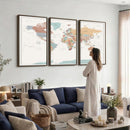 Pastel Colors World Map Wall Art Canvas Print