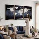 Vintage World Map Canvas Wall Art – Antique Triptych Map