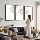 World Map Canvas Print – Framed Modern Detailed Map of the