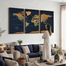 Modern World Map Canvas Print – Framed Detailed Map of the