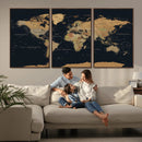 Vintage World Map Earth Globe Countries Oceans Continents by MyGreatCanvas | Canvas Wall Art Prints | Photo Prints & Wall Decor