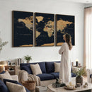 Vintage World Map Earth Globe Countries Oceans Continents