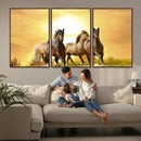 Wild Horses Wall Art Canvas Print – Framed Galloping Herd
