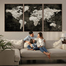 Vintage World Map Wall Art Canvas Print – Framed Large Map
