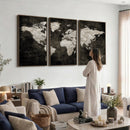 Vintage World Map Wall Art Canvas Print – Framed Large Map