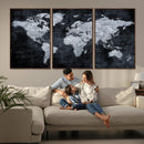 Black World Map Canvas Print – Detailed Map for Couples and by MyGreatCanvas | Canvas Wall Art Prints | Photo Prints & Wall Decor