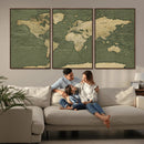 Large World Map Canvas Wall Art Print for Study Room Decor -