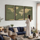 Large World Map Canvas Wall Art Print for Study Room Decor -