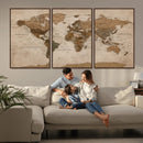 World Map Canvas Wall Art Print, Detailed Global Map Artwork