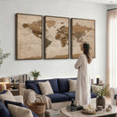 World Map Canvas Wall Art Print, Detailed Global Map Artwork