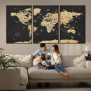 Vintage Blue and Brown World Map Canvas Wall Art – Framed by MyGreatCanvas | Canvas Wall Art Prints | Photo Prints & Wall Decor