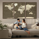Vintage World Map Canvas Print – Framed Travel Map Wall Art