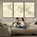 Colorful Watercolor World Map Canvas Wall Art – Framed