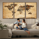 Navy Blue and Gold World Map Canvas Print – Framed Luxury by MyGreatCanvas | Canvas Wall Art Prints | Photo Prints & Wall Decor