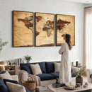 Modern Red and Gray World Map Canvas Print – Framed Wall Art