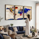 Colorful World Map Canvas Wall Art – Abstract Watercolor Map