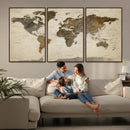 Vintage World Map Canvas Wall Art – Framed Travel Map for by MyGreatCanvas | Canvas Wall Art Prints | Photo Prints & Wall Decor