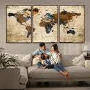 World Map Wall Art – Rustic Earth Tone Canvas Print, Antique by MyGreatCanvas | Canvas Wall Art Prints | Photo Prints & Wall Decor