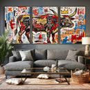 Texas Bull Wall Art Canvas Print, Abstract Graffiti Bull by MyGreatCanvas | Canvas Wall Art Prints | Photo Prints & Wall Decor