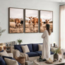 Texas Longhorn Cattle Wall Art Canvas Print, Sepia Western