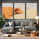 Minimal Longhorn Bull Wall Art Canvas Print, Neutral Western by MyGreatCanvas | Canvas Wall Art Prints | Photo Prints & Wall Decor
