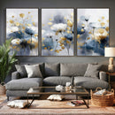 Large Abstract Flowers Wall Art Canvas Print – Gold and Blue by MyGreatCanvas | Canvas Wall Art Prints | Photo Prints & Wall Decor