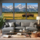 Bison in Mountain Landscape Wall Art Canvas Print – Western by MyGreatCanvas | Canvas Wall Art Prints | Photo Prints & Wall Decor