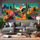 Colorful Japanese Landscape Print: Maximalist Panoramic Wall by MyGreatCanvas | Canvas Wall Art Prints | Photo Prints & Wall Decor