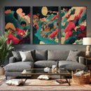 Colorful Japanese Landscape Print: Maximalist Panoramic Wall by MyGreatCanvas | Canvas Wall Art Prints | Photo Prints & Wall Decor