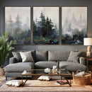 Misty Pine Forest Oil Painting Canvas — Dark Moody Teal Grey by MyGreatCanvas | Canvas Wall Art Prints | Photo Prints & Wall Decor