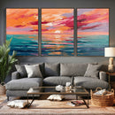 Bold Palette Knife Ocean Sunset Canvas — Orange Pink Teal by MyGreatCanvas | Canvas Wall Art Prints | Photo Prints & Wall Decor