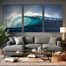 Ocean Wave Canvas Wall Art, Dramatic Teal Blue Seascape Oil by MyGreatCanvas | Canvas Wall Art Prints | Photo Prints & Wall Decor