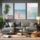 Surf Canvas Wall Art Set, Pink Surfboard VW Van Palm Tree by MyGreatCanvas | Canvas Wall Art Prints | Photo Prints & Wall Decor