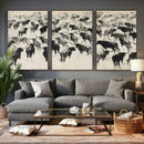 Longhorn Cattle Canvas Wall Art, Black White Stampede Ink by MyGreatCanvas | Canvas Wall Art Prints | Photo Prints & Wall Decor