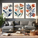 Watercolor Botanical Canvas Wall Art Set, Navy Terracotta by MyGreatCanvas | Canvas Wall Art Prints | Photo Prints & Wall Decor