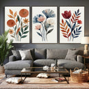 Watercolor Botanical Canvas Wall Art Set, Navy Terracotta by MyGreatCanvas | Canvas Wall Art Prints | Photo Prints & Wall Decor