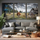 Texas Longhorn Canvas Wall Art, Rustic Farm Barn Bluebonnet by MyGreatCanvas | Canvas Wall Art Prints | Photo Prints & Wall Decor