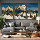 Moonlit Mountain Cabin Wall Art Canvas Print, Rustic Mountain Landscape Canvas Print, Woodland Cabin Wall Decor, Framed Nature Artwork Ready to Hang by MyGreatCanvas | Canvas Wall Art Prints | Photo Prints & Wall Decor