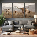 Rustic Texas Longhorn Cow Canvas Wall Art Print, Rustic Farm Animal Photography Print, Farmhouse Country Decor, Western Ranch Art by MyGreatCanvas | Canvas Wall Art Prints | Photo Prints & Wall Decor