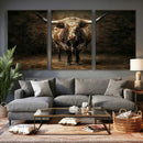 Texas Longhorn Bull Canvas Wall Art, Western Ranch Cattle Photography Print, Rustic Farmhouse Cowboy Decor Artwork by MyGreatCanvas | Canvas Wall Art Prints | Photo Prints & Wall Decor